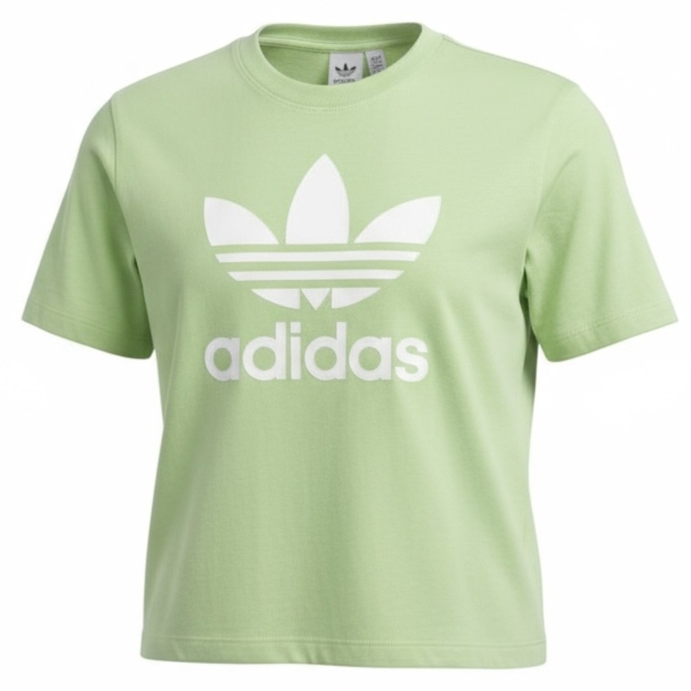 Adidas Adicolor Trefoil Boxy Tee Semi Spark  Green Women's Size‎ Medium Logo NWT